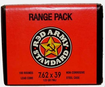 Red Army Brand 7.62x39 123gr FMJ Ammo - 180rd Range Pack Red Army Brand 7.62x39 123gr FMJ Ammo - 180rd Range Pack