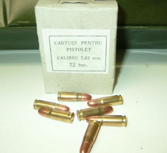 Romanian 7.62x25 Ammunition, Brass, Berdan, 1980's Production, Sure Fire - 72rd Box Romanian 7.62x25 Ammunition, Brass, Berdan, 1980's Production, Sure Fire - 72rd Box